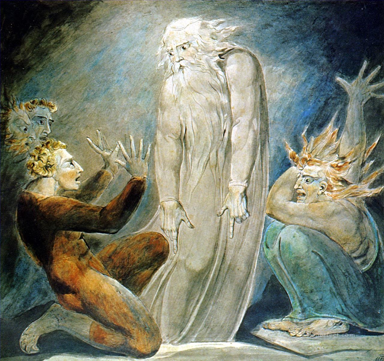 The Witch of Endor William Blake 2 Oil Paintings